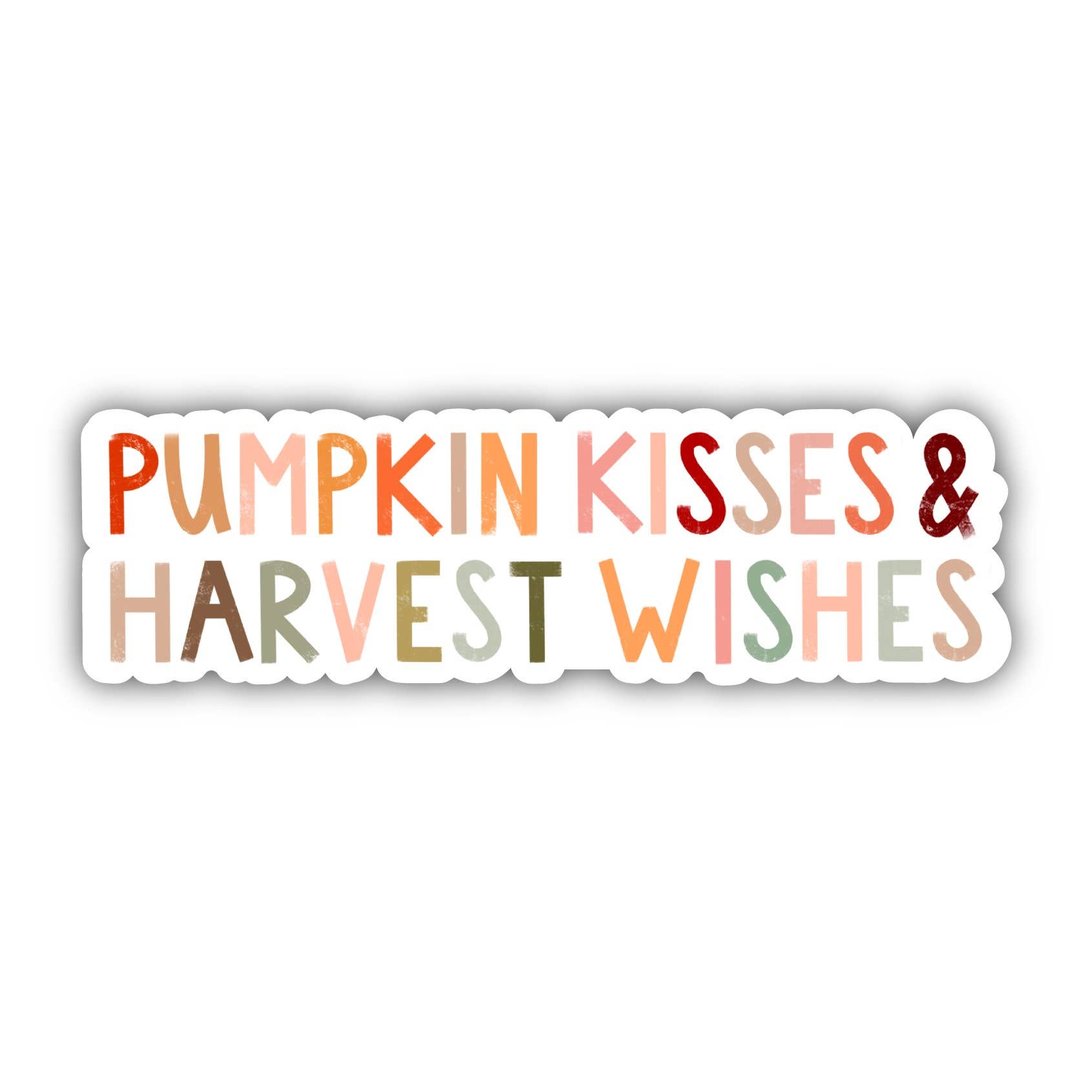 Pumpkin Kisses Harvest Wishes - Multicolor Lettering Sticker - Uptown Boutique Ramona