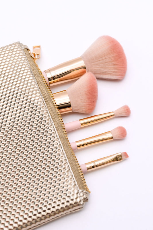 Pure Glam 5 Piece Brush Set with Bag (Online Exclusive) - Uptown Boutique Ramona