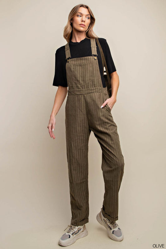 Stuck In the Moment Striped Overalls
