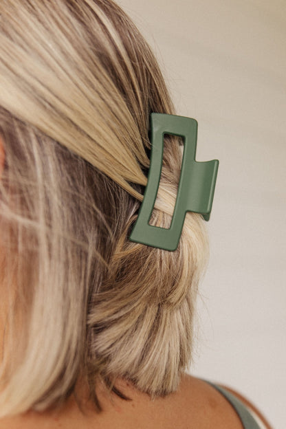 Rectangle Claw Clip in Matte Moss (Online Exclusive) - Uptown Boutique Ramona