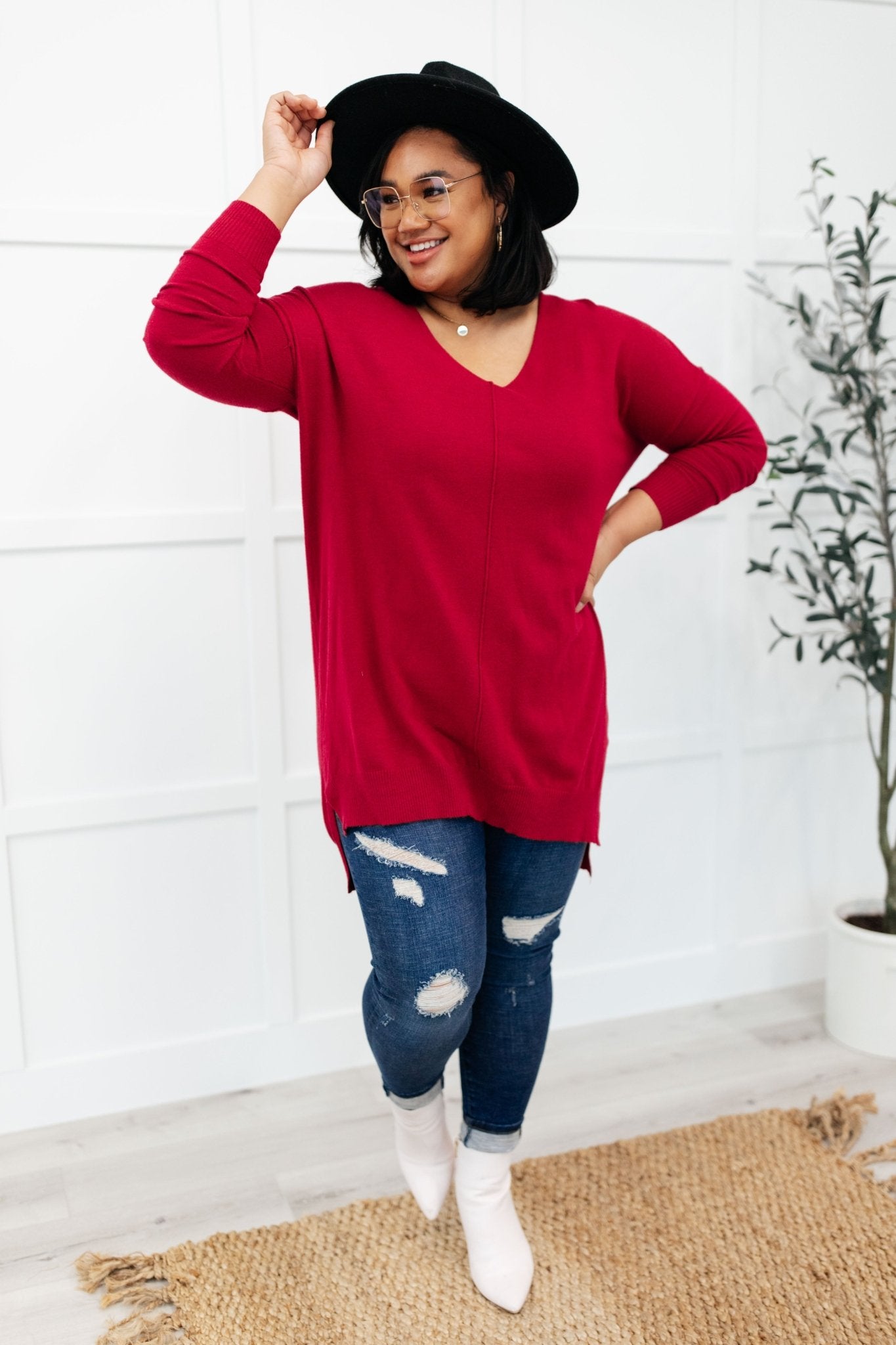 Red Carpet Tunic Top (Online Exclusive) - Uptown Boutique Ramona