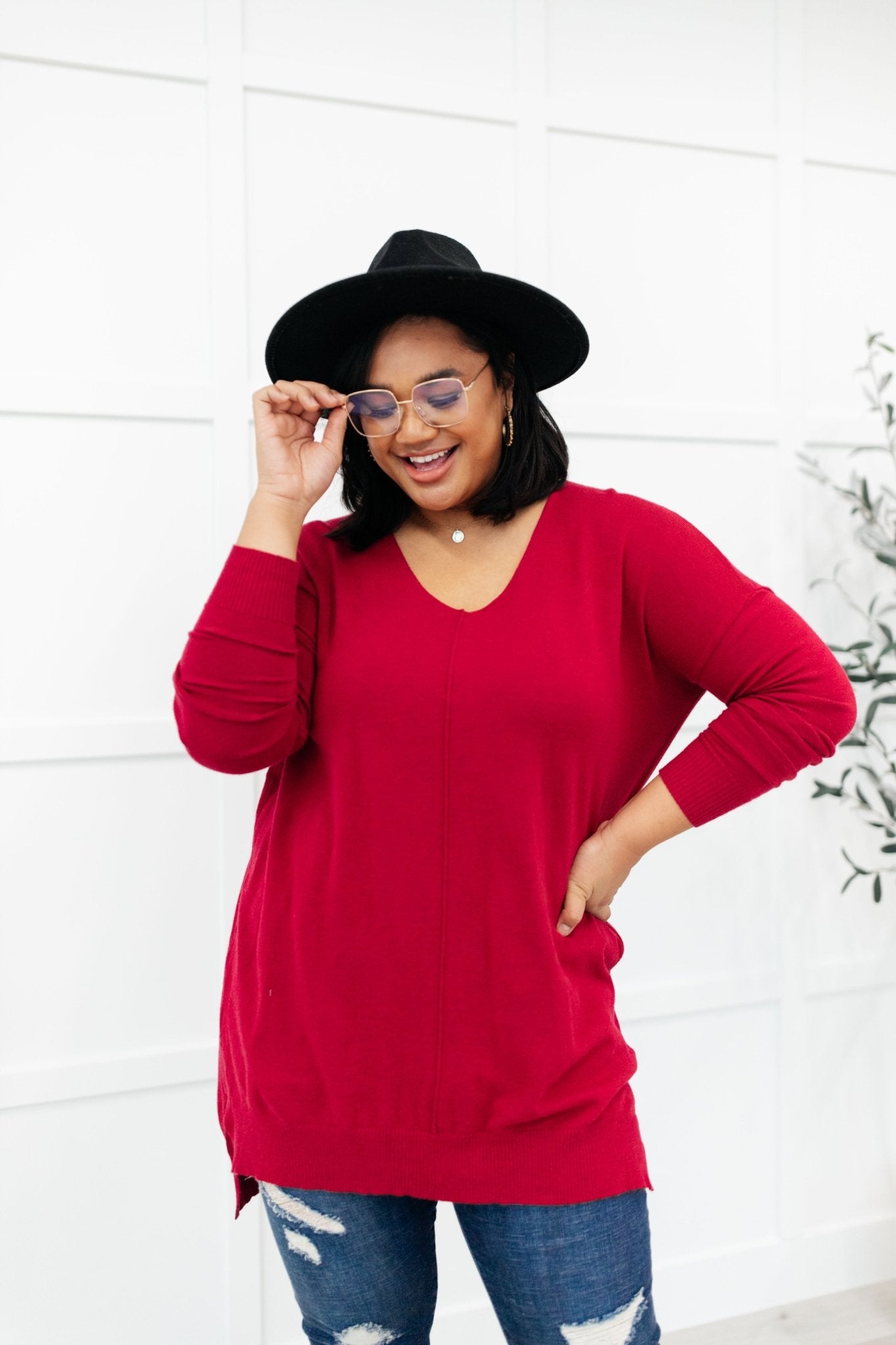 Red Carpet Tunic Top (Online Exclusive) - Uptown Boutique Ramona