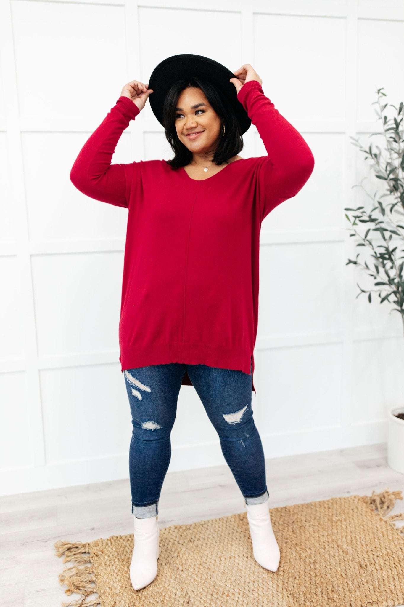 Red Carpet Tunic Top (Online Exclusive) - Uptown Boutique Ramona