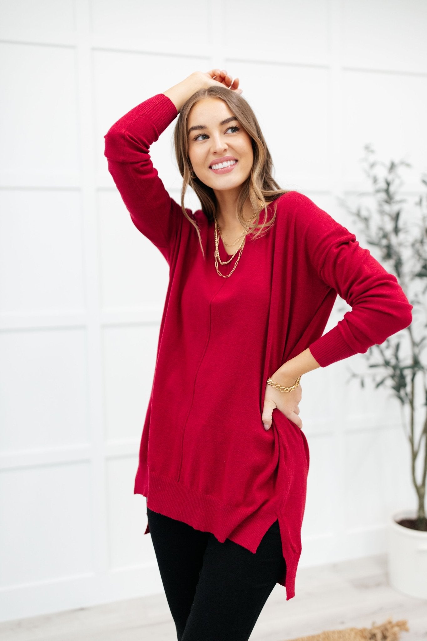 Red Carpet Tunic Top (Online Exclusive) - Uptown Boutique Ramona