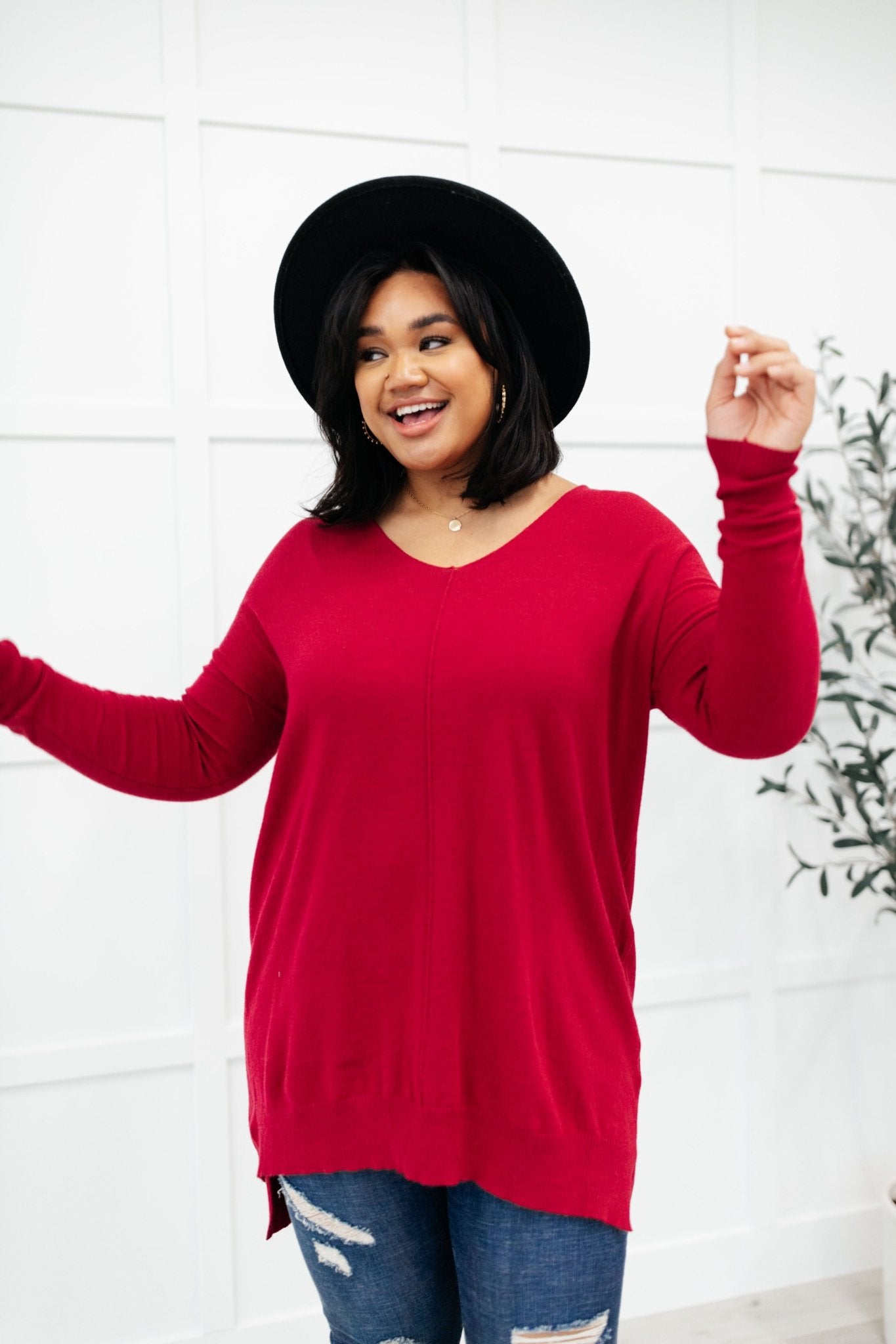 Red Carpet Tunic Top (Online Exclusive) - Uptown Boutique Ramona