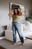 Relevant Ribbed Seamless Reversible Tank in Moss (Online Exclusive) - Uptown Boutique Ramona