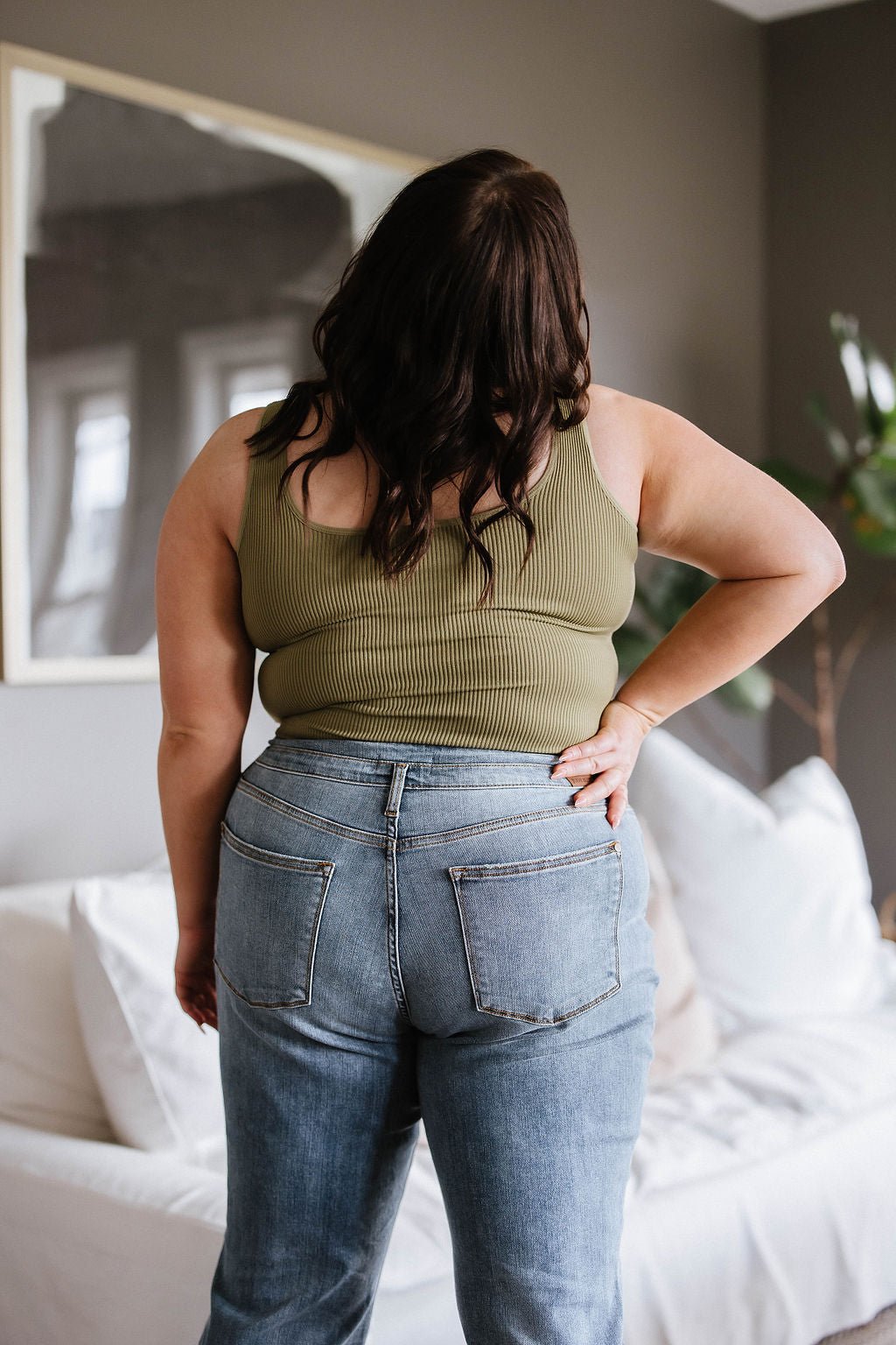 Relevant Ribbed Seamless Reversible Tank in Moss (Online Exclusive) - Uptown Boutique Ramona