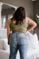 Relevant Ribbed Seamless Reversible Tank in Moss (Online Exclusive) - Uptown Boutique Ramona