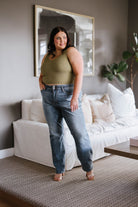 Relevant Ribbed Seamless Reversible Tank in Moss (Online Exclusive) - Uptown Boutique Ramona