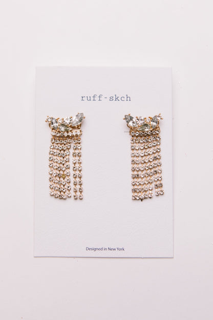 Rhinestone Fringe Earrings (Online Exclusive) - Uptown Boutique Ramona