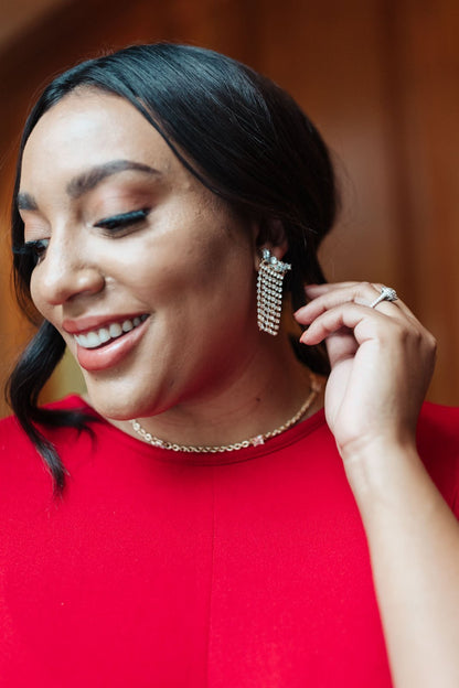 Rhinestone Fringe Earrings (Online Exclusive) - Uptown Boutique Ramona