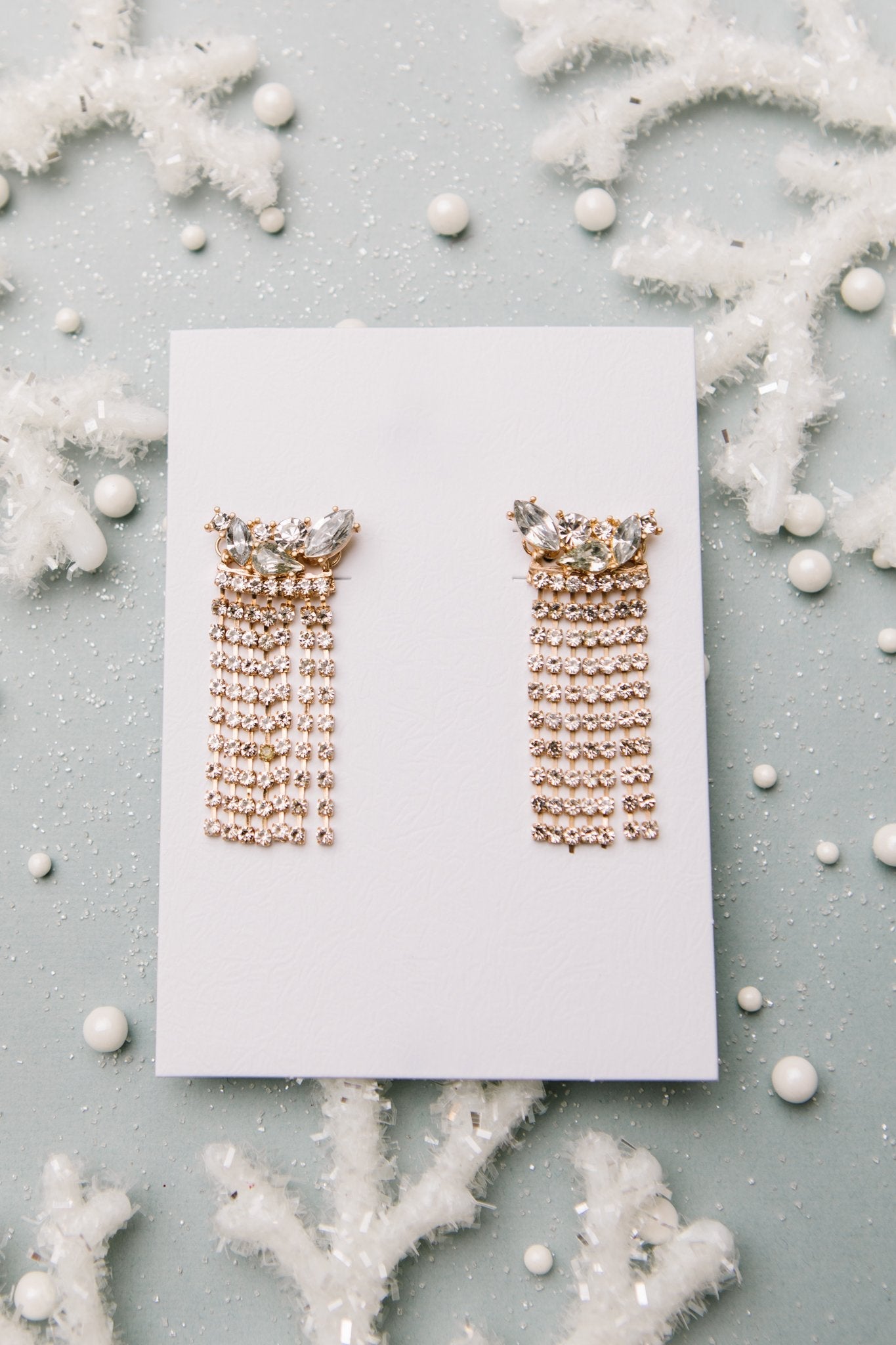 Rhinestone Fringe Earrings (Online Exclusive) - Uptown Boutique Ramona