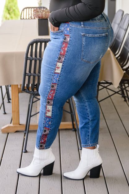 Rio Western Print Relaxed Jeans (Online Exclusive) - Uptown Boutique Ramona