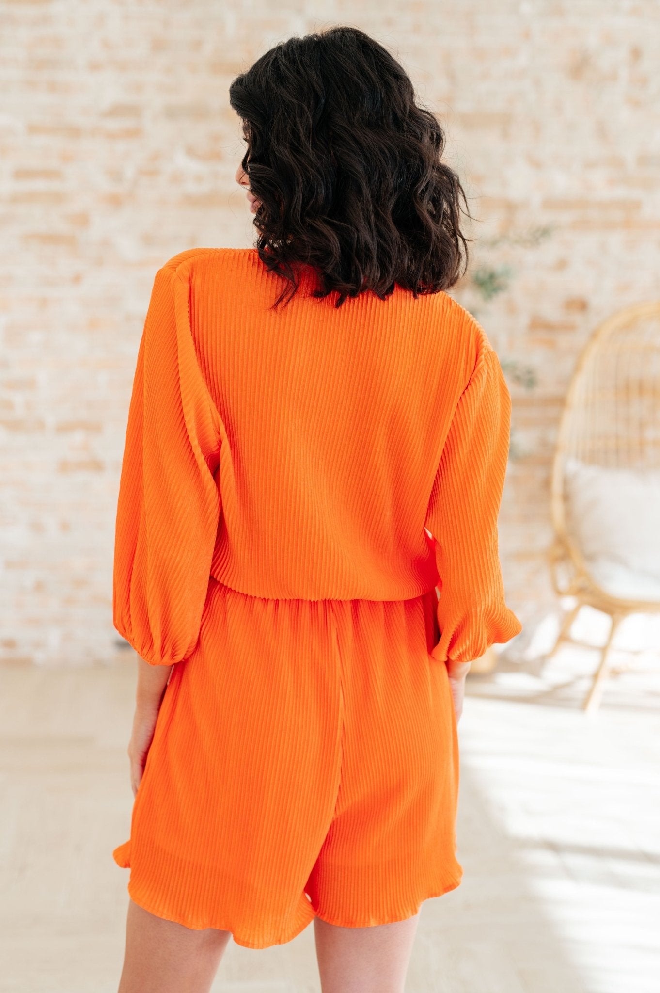 Roll With me Romper in Tangerine - Uptown Boutique Ramona