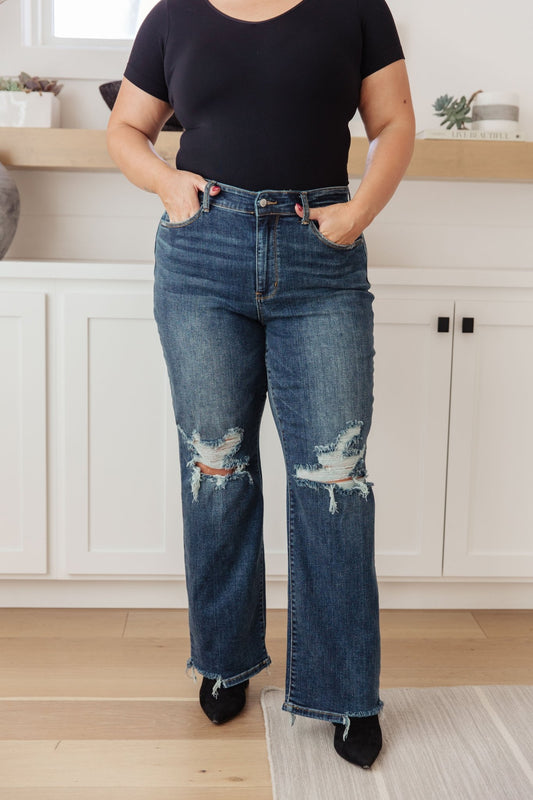 Rose High Rise 90's Straight Jeans in Dark Wash (Online Exclusive) - Uptown Boutique Ramona