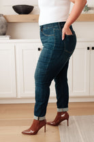 Rowena High Rise Pull On Double Cuff Slim Jeans (Online Exclusive) - Uptown Boutique Ramona
