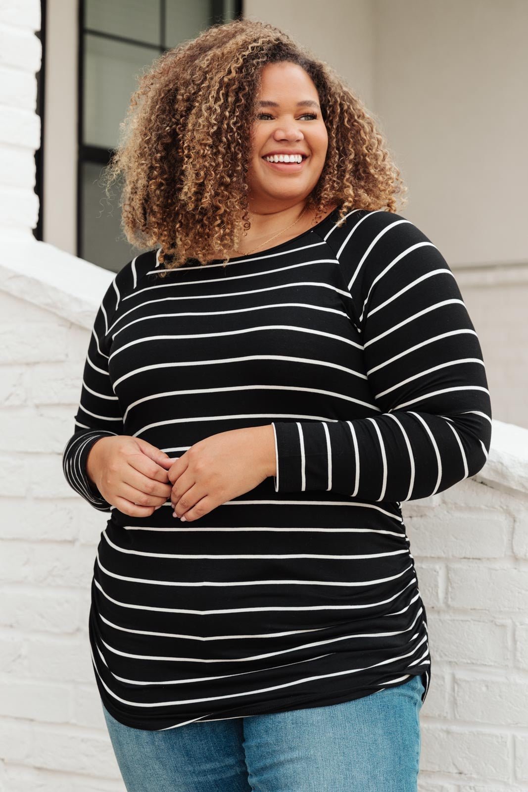 Sailing Stripes Top in Black (Online Exclusive) - Uptown Boutique Ramona