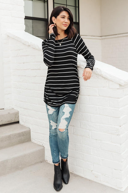 Sailing Stripes Top in Black (Online Exclusive) - Uptown Boutique Ramona