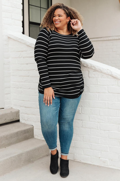 Sailing Stripes Top in Black (Online Exclusive) - Uptown Boutique Ramona