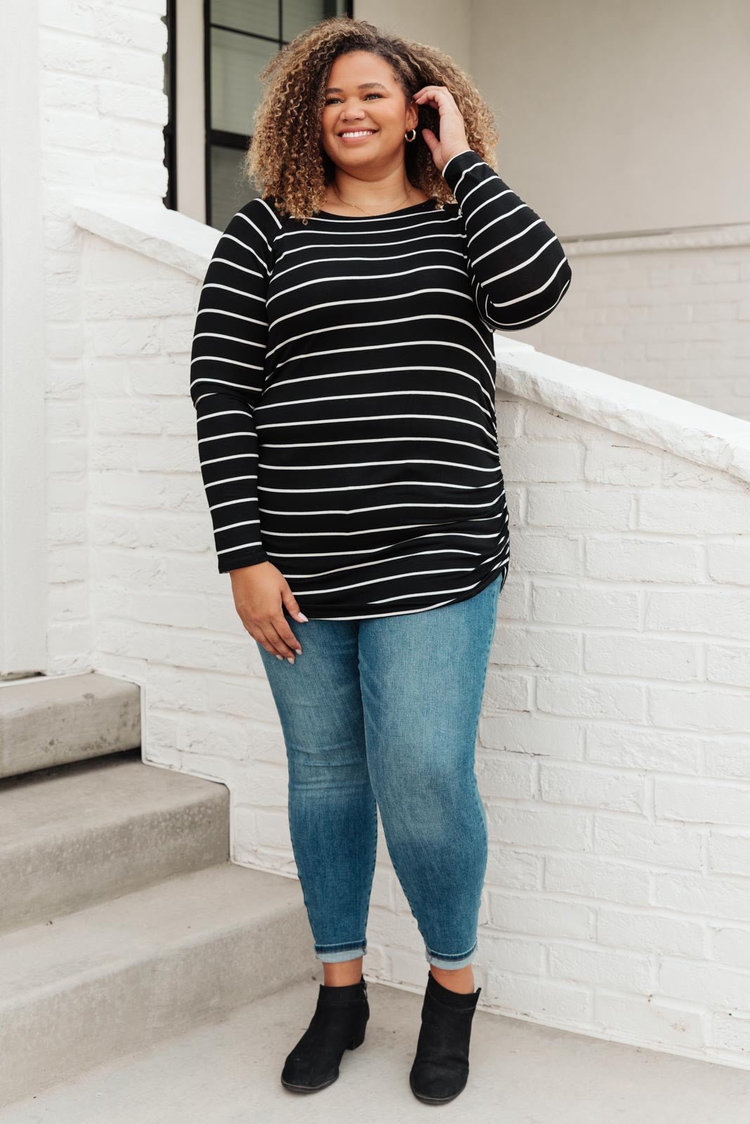 Sailing Stripes Top in Black (Online Exclusive) - Uptown Boutique Ramona