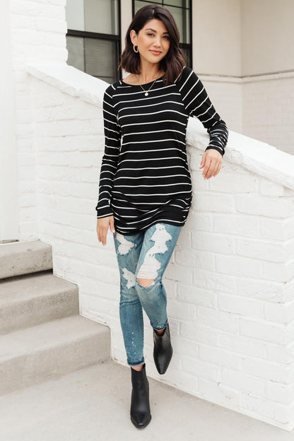 Sailing Stripes Top in Black (Online Exclusive) - Uptown Boutique Ramona