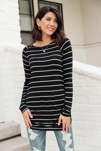 Sailing Stripes Top in Black (Online Exclusive) - Uptown Boutique Ramona