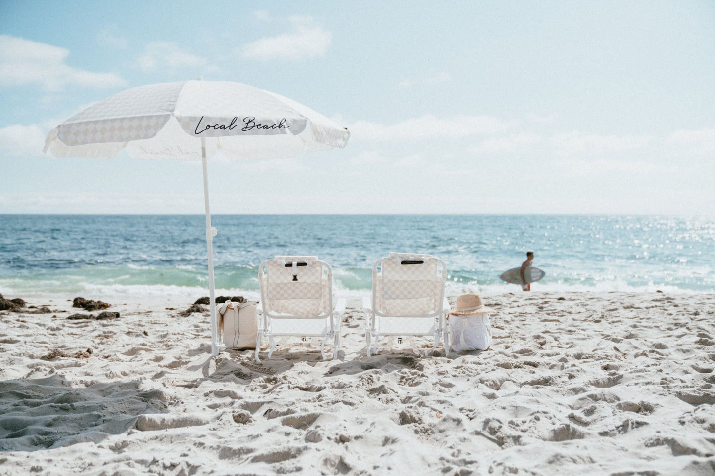 Sand Checker Beach Umbrella - Uptown Boutique Ramona