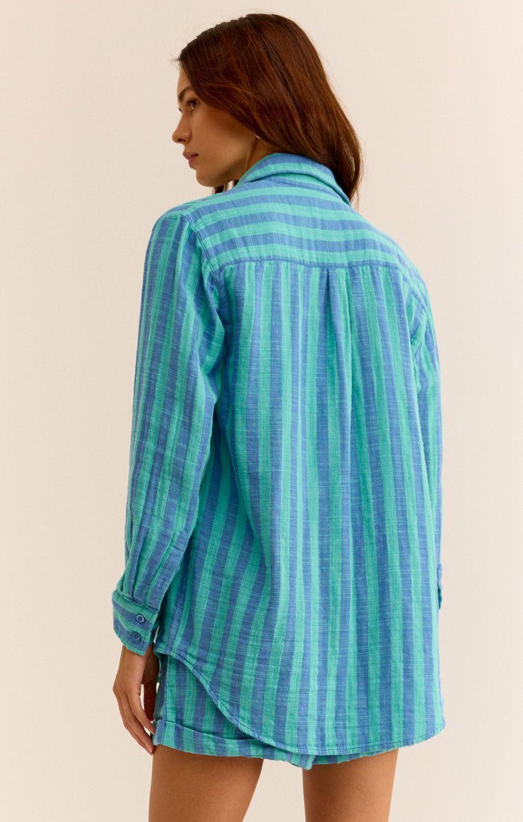 SATURDAYS STRIPE GAUZE SHIRT - Uptown Boutique Ramona