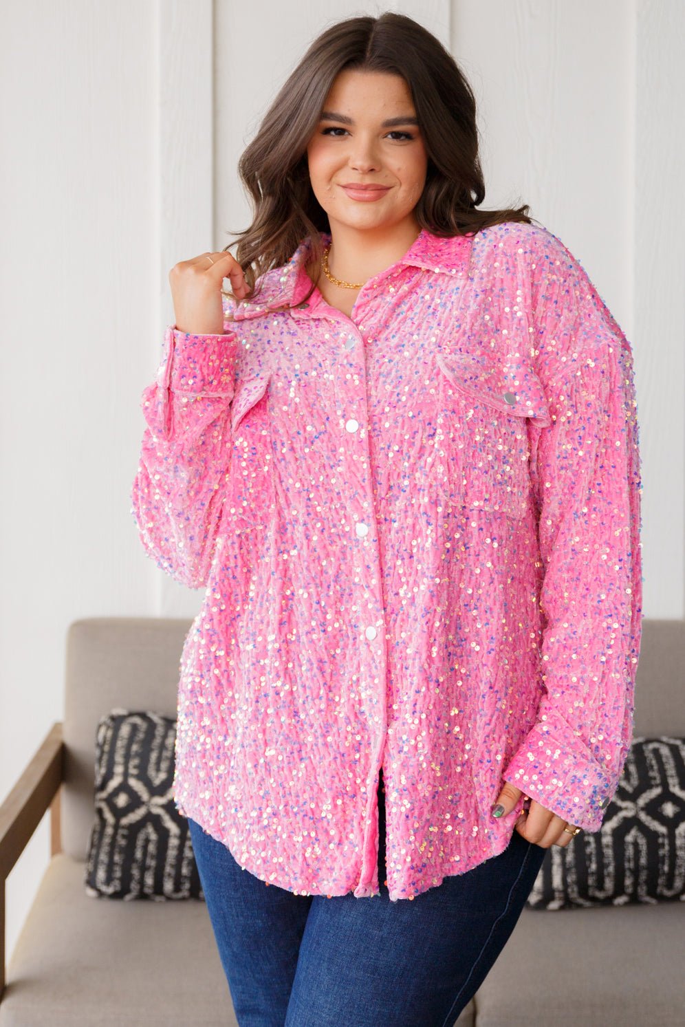 Seeking Love Sequin Shirt (Online Exclusive) - Uptown Boutique Ramona