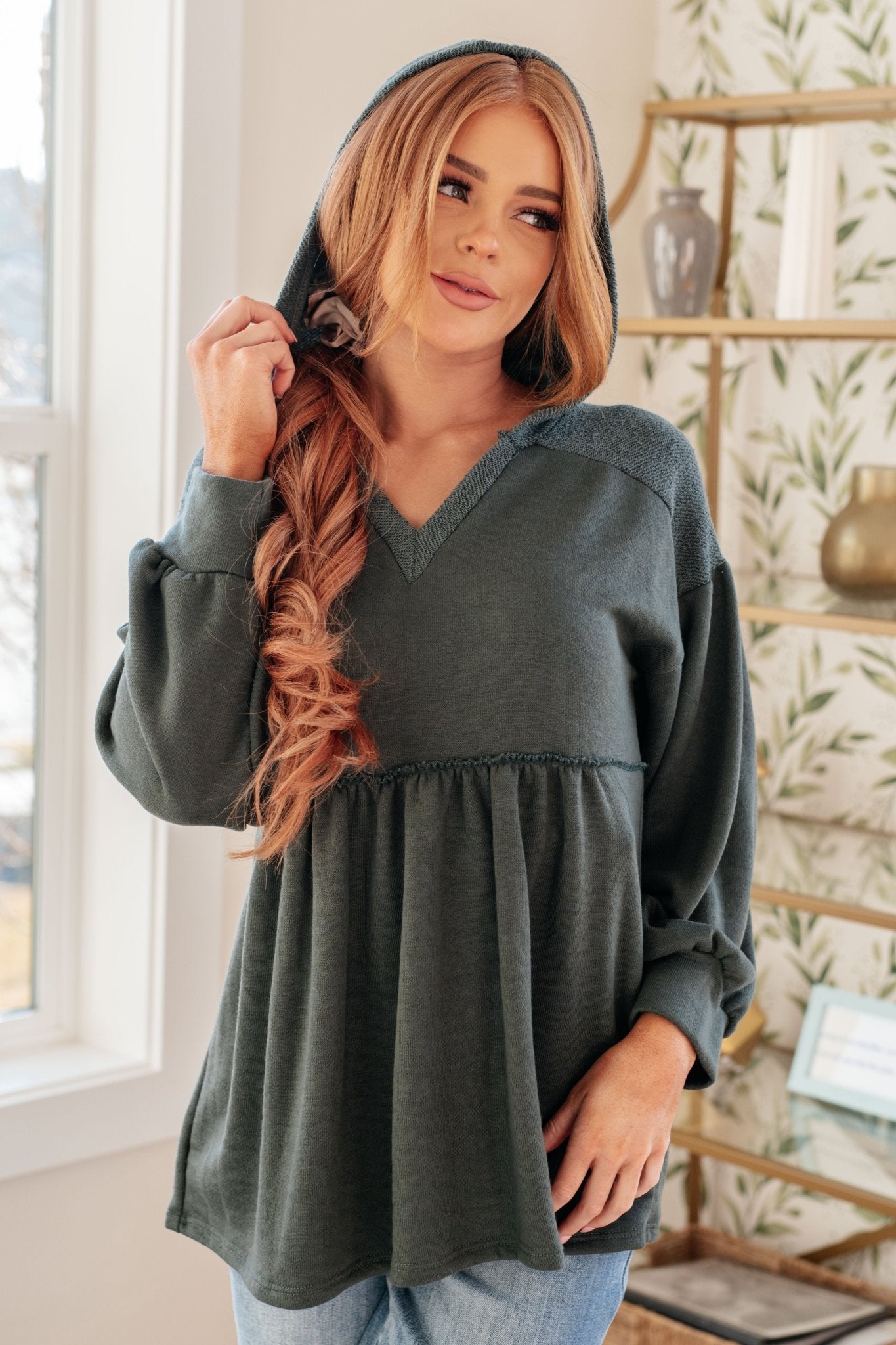 She's Not Wrong Hooded V - Neck Pullover (Online Exclusive) - Uptown Boutique Ramona