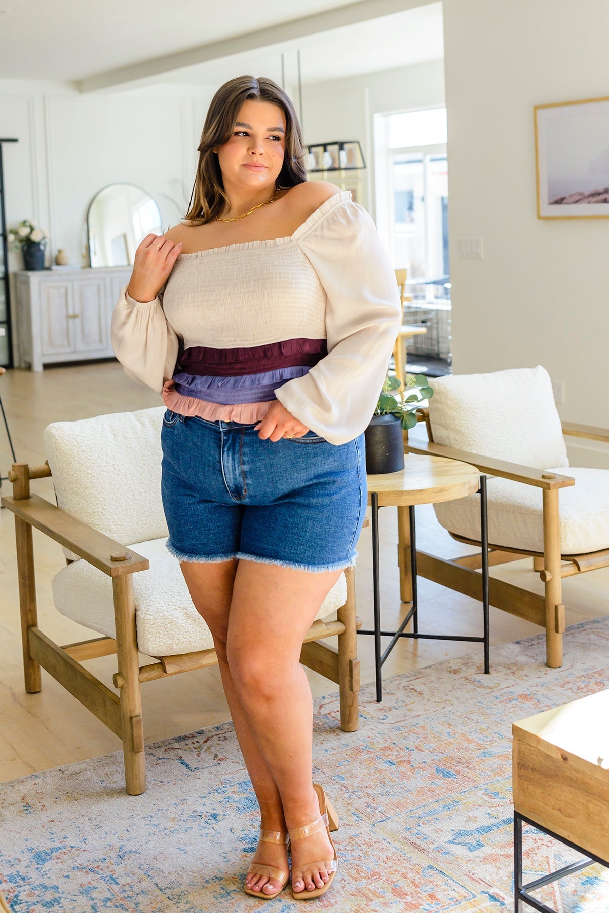 Shirley Smocked Ruffle Blouse (Online Exclusive) - Uptown Boutique Ramona