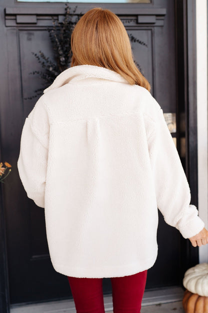 Shrouded in Sherpa Coat in White (Online Exclusive) - Uptown Boutique Ramona