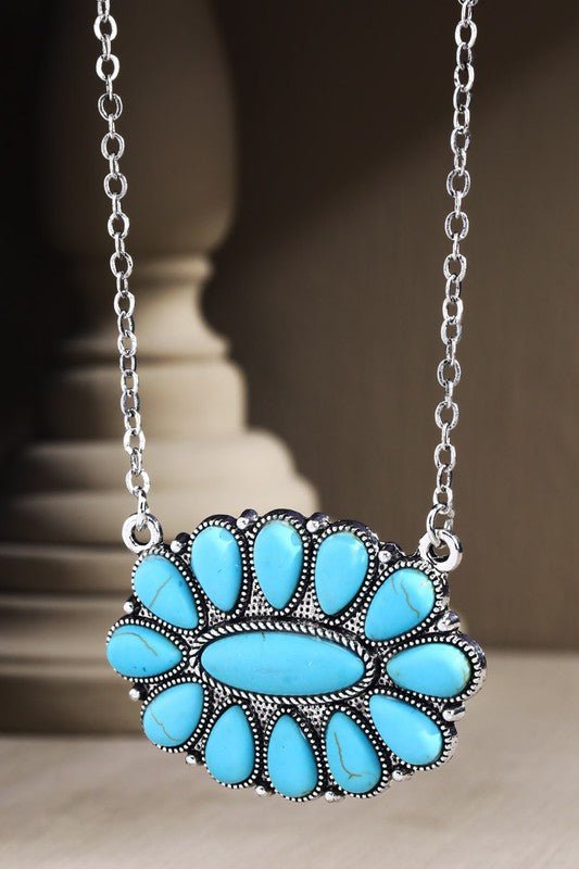 SILVER TURQUOISE STATEMENT NECKLACE - Uptown Boutique Ramona