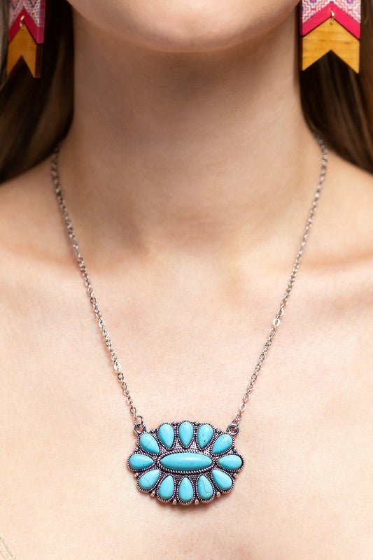 SILVER TURQUOISE STATEMENT NECKLACE - Uptown Boutique Ramona