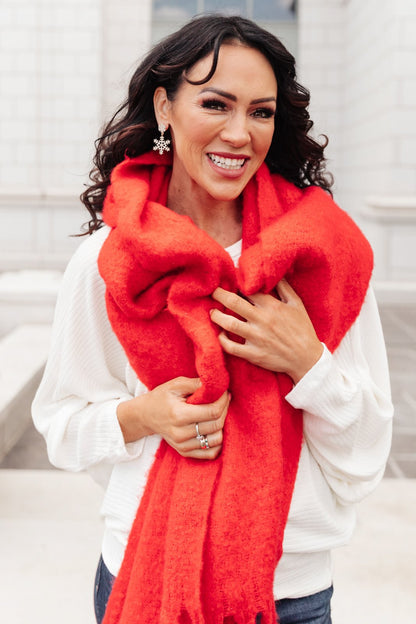 Artisan Fringe Scarf in Red (Online Exclusive)