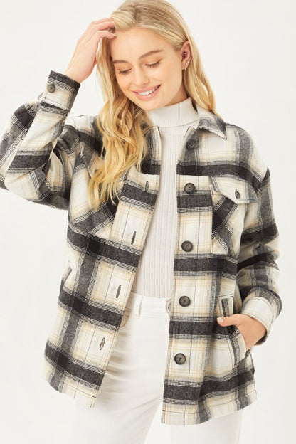 Tell Me About Yourself Plaid Sherpa Shacket
