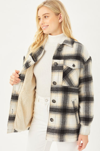 Tell Me About Yourself Plaid Sherpa Shacket