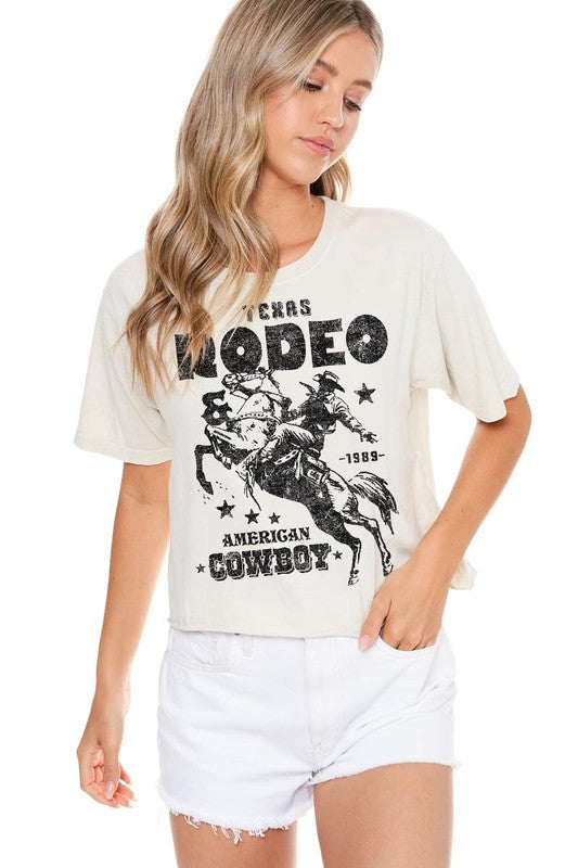 Camiseta gráfica recortada vintage Texas Rodeo