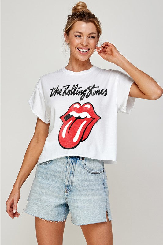 Camiseta corta con gráfico de los Rolling Stones
