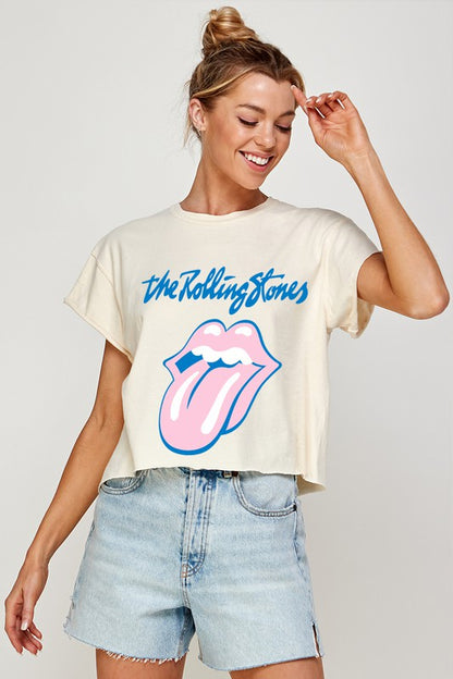 Camiseta corta con gráfico de los Rolling Stones