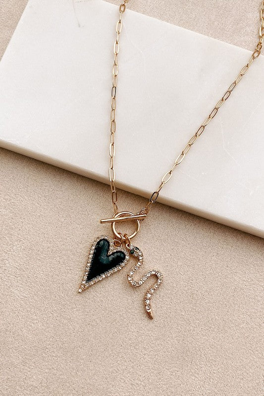 Black Heart Love Gold Necklace