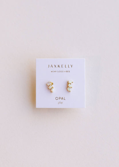 White Opal Offset Trio Earring