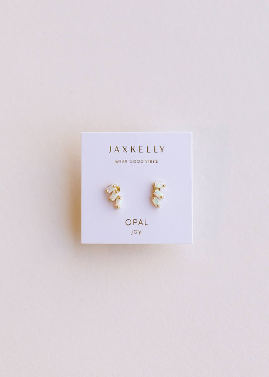 White Opal Offset Trio Earring