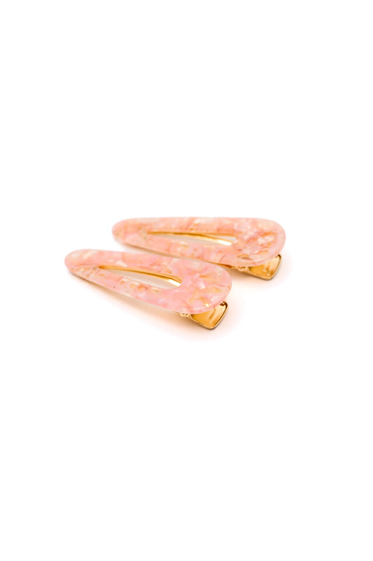2 Pack Teardrop Hair Clip in Pink Shell (Online Exclusive)