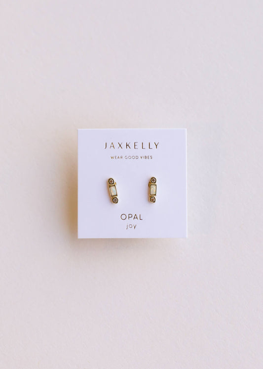 White Bar Opal Earring