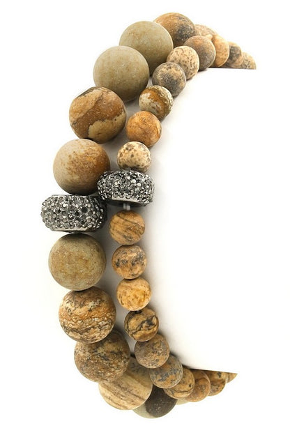 Semi-Precious Stone Pave Detail Bracelet