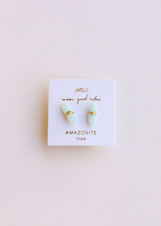 Amazonite Mineral Point Earring
