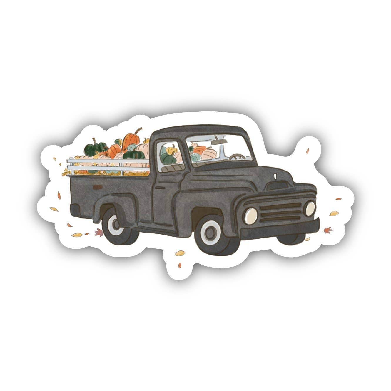 Autocollant d'automne citrouilles et courges - Camion