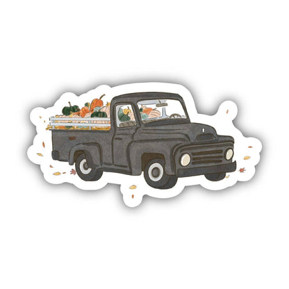 Autocollant d'automne citrouilles et courges - Camion