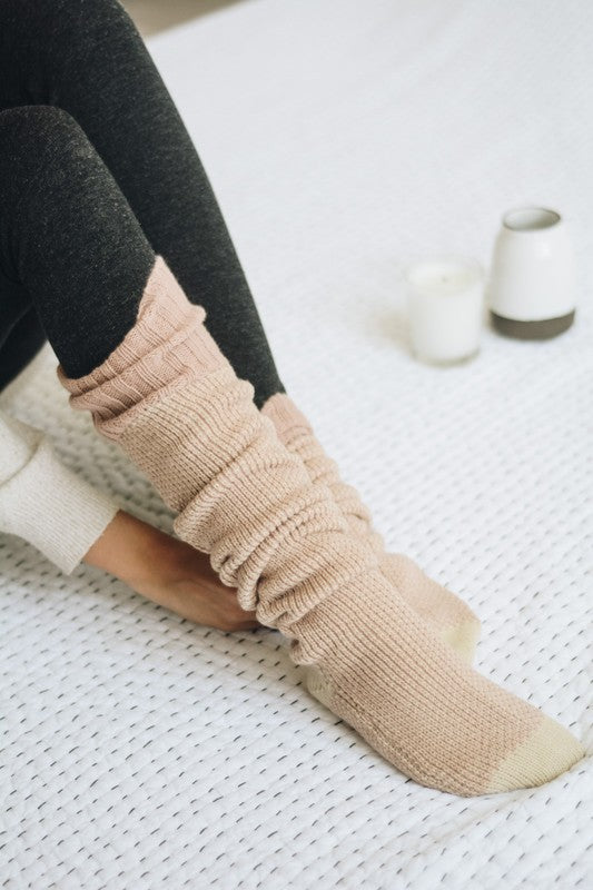 Knitted Lounge Socks In Pink (Online Exclusive)